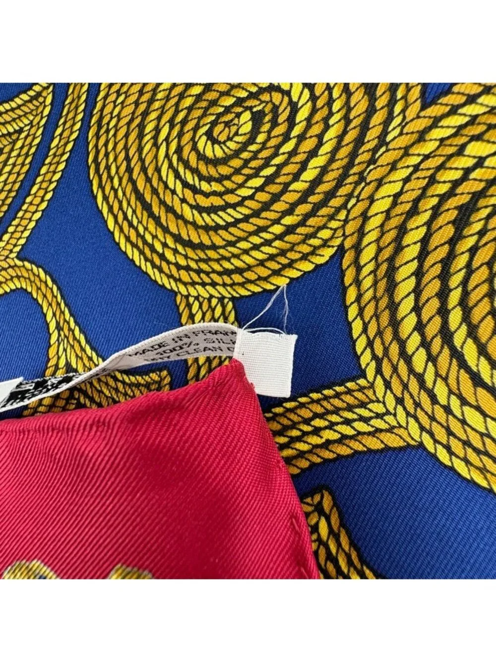 Hermes Carre 90 Arabesque Scarf Silk Blue Red Multicolor
